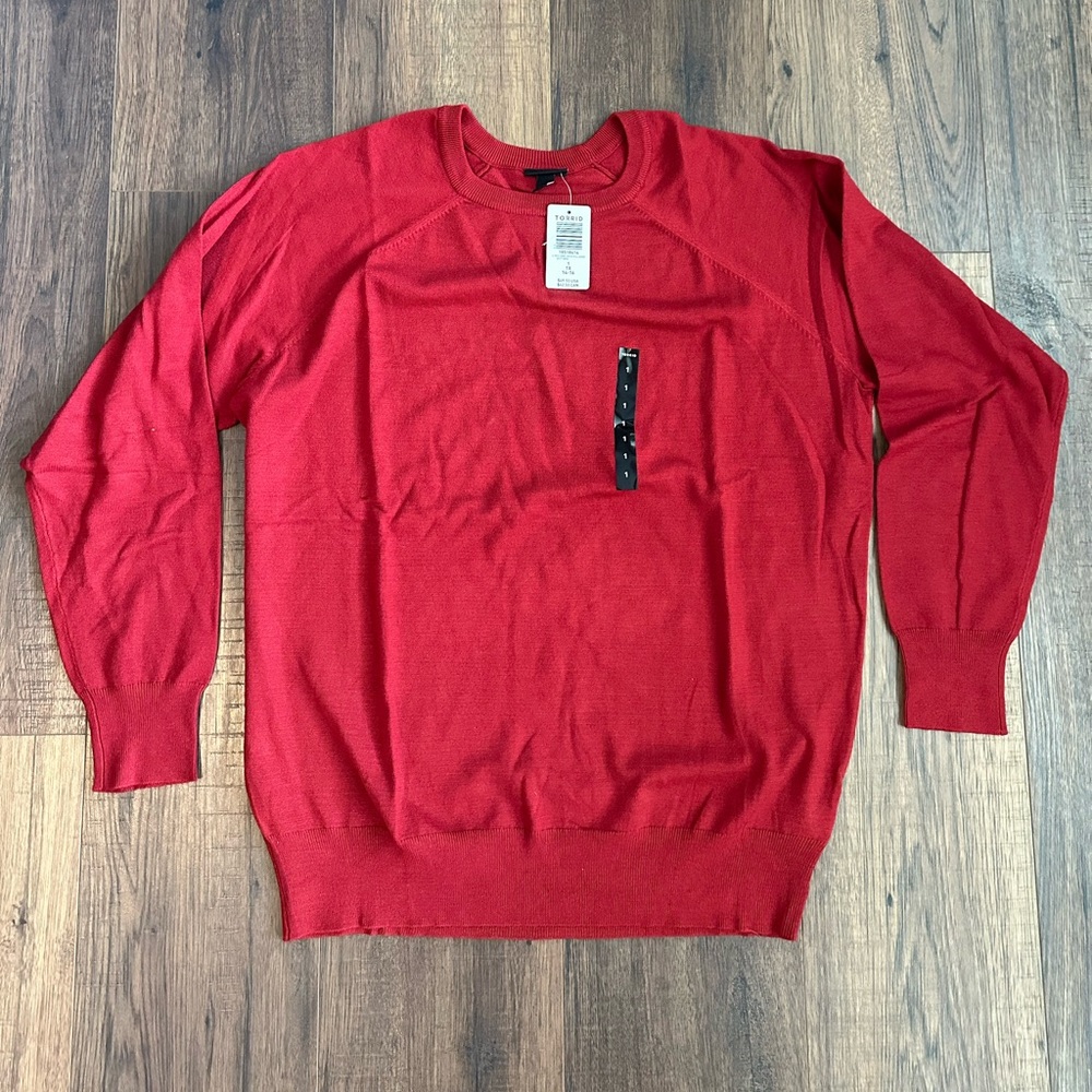 NWT Torrid Red Crew Neck Sweater, Size 1, 1x, 14/16
